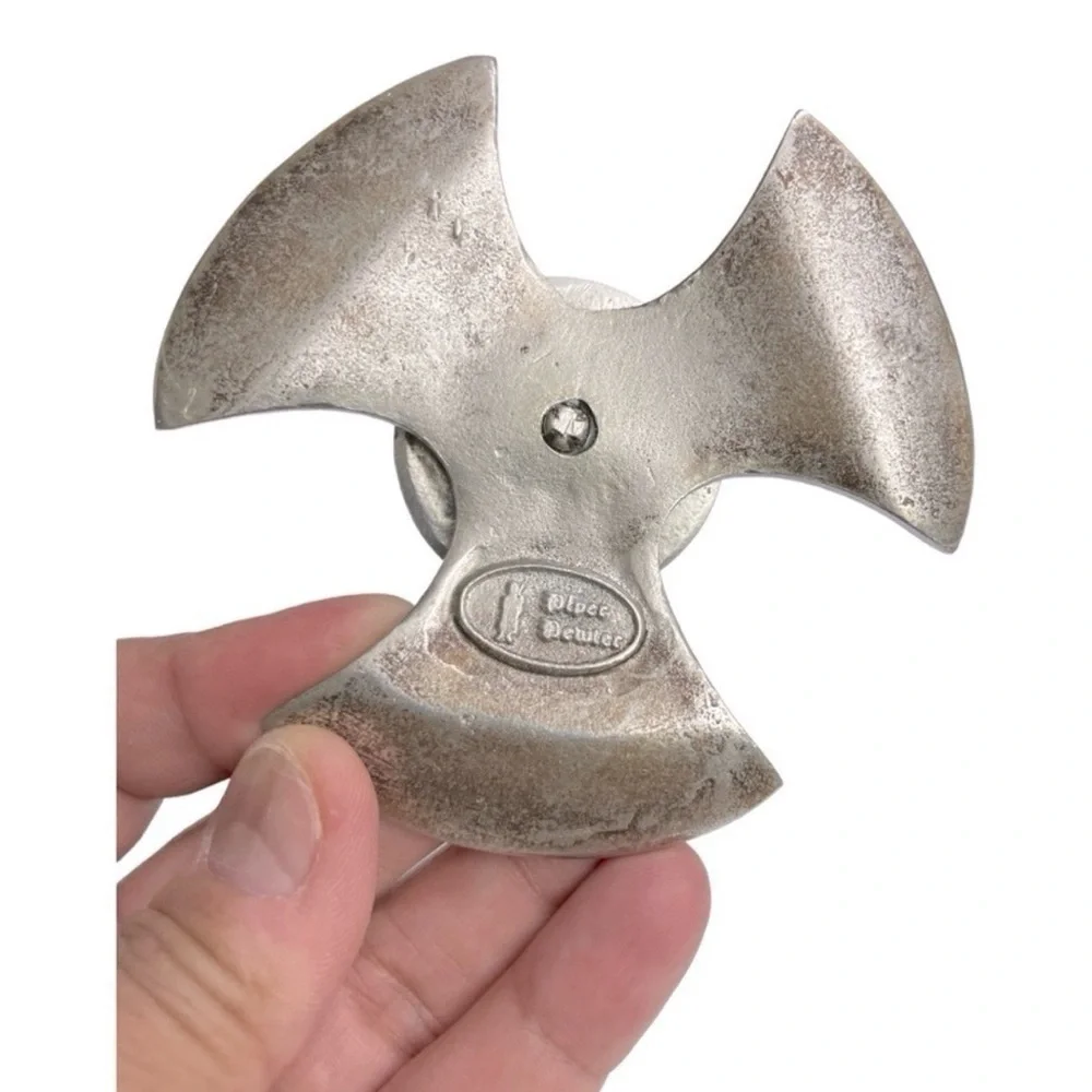 Vintage Piper Pewter Celtic Axe Head Candle Holders Knox Trinity Knot Set of 2